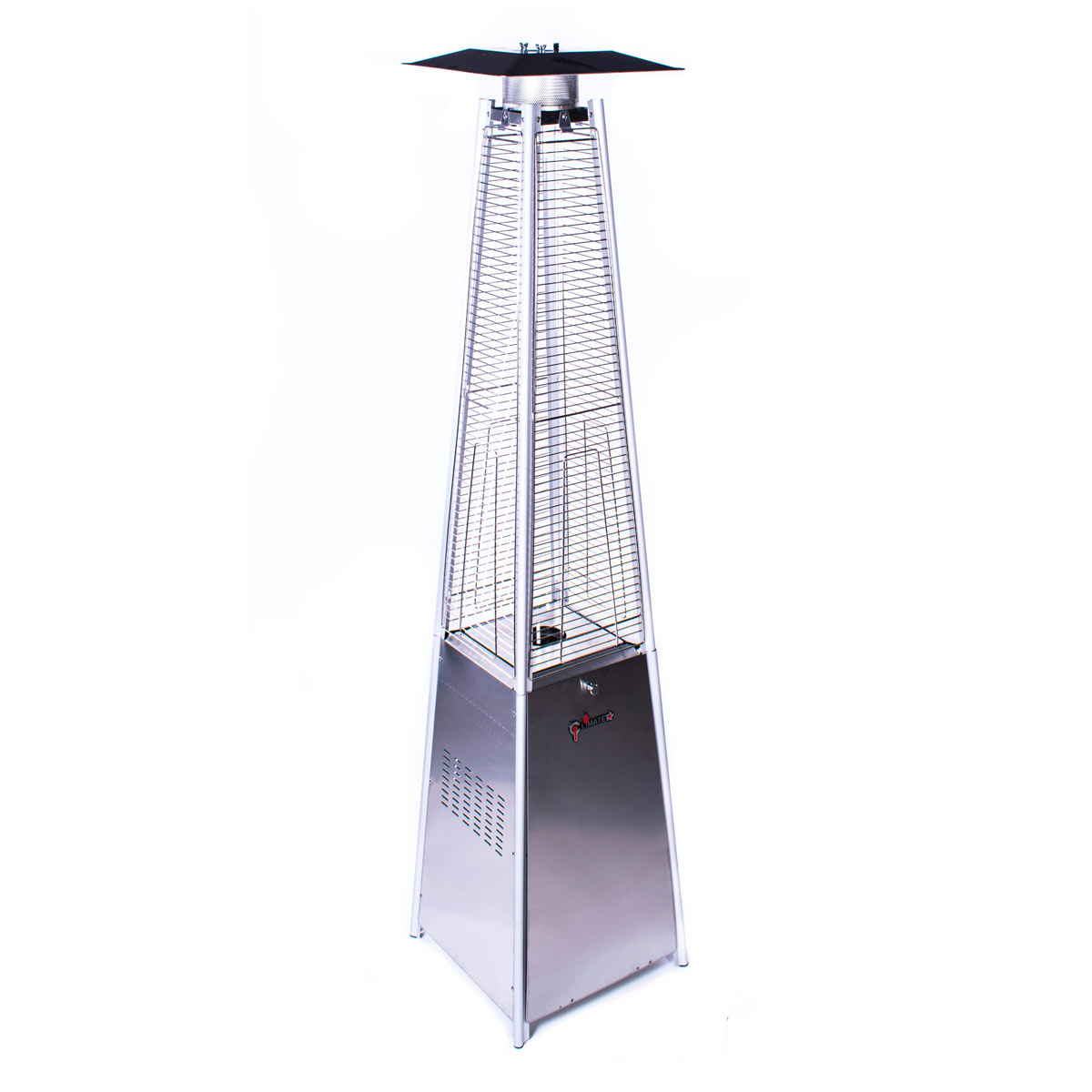 Quartz tube pyramid patio heater with electric ignition stainless steel