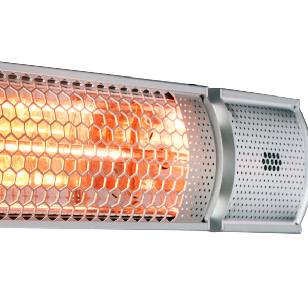Electric halogen heater (silver) close-up